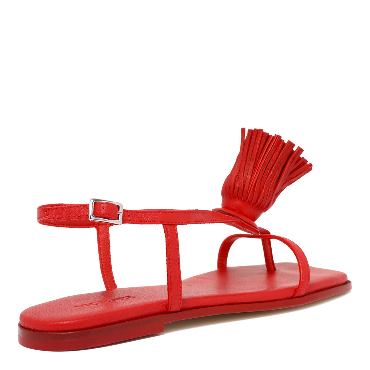 Vic Mati Red Leather Sandals with Fringe Detail.