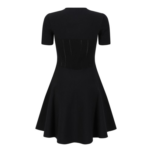 Alexander McQueen Navy Sculpted Flared Dress.