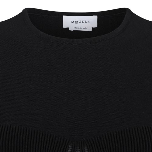 Alexander McQueen Navy Sculpted Flared Dress.