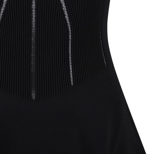 Alexander McQueen Navy Sculpted Flared Dress.