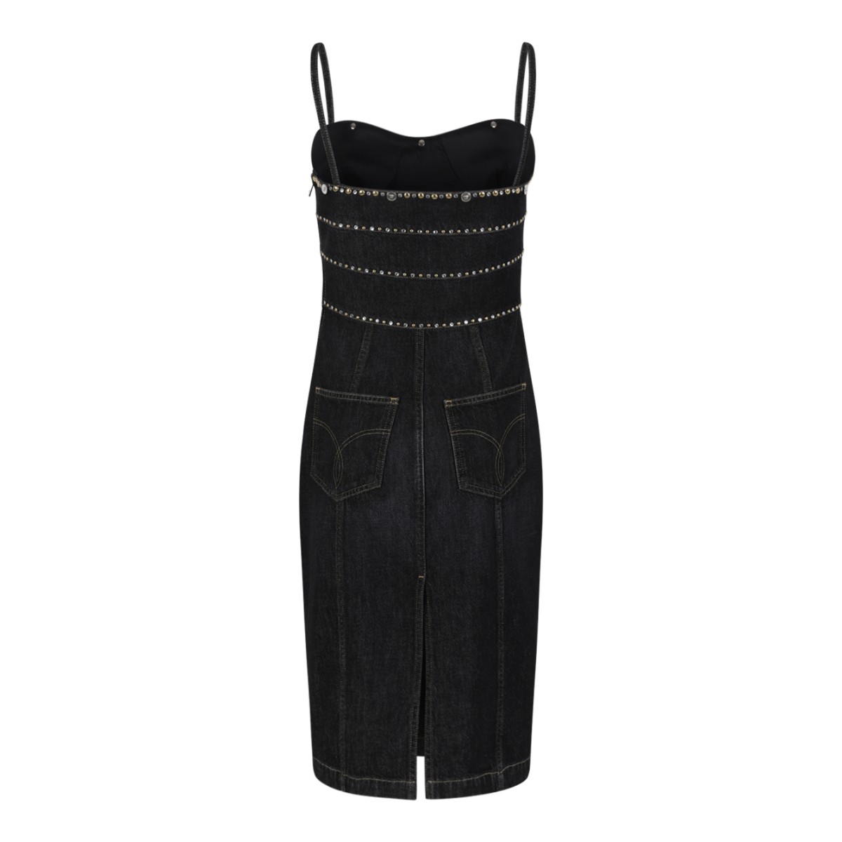 Versace Black Denim Studded Dress.