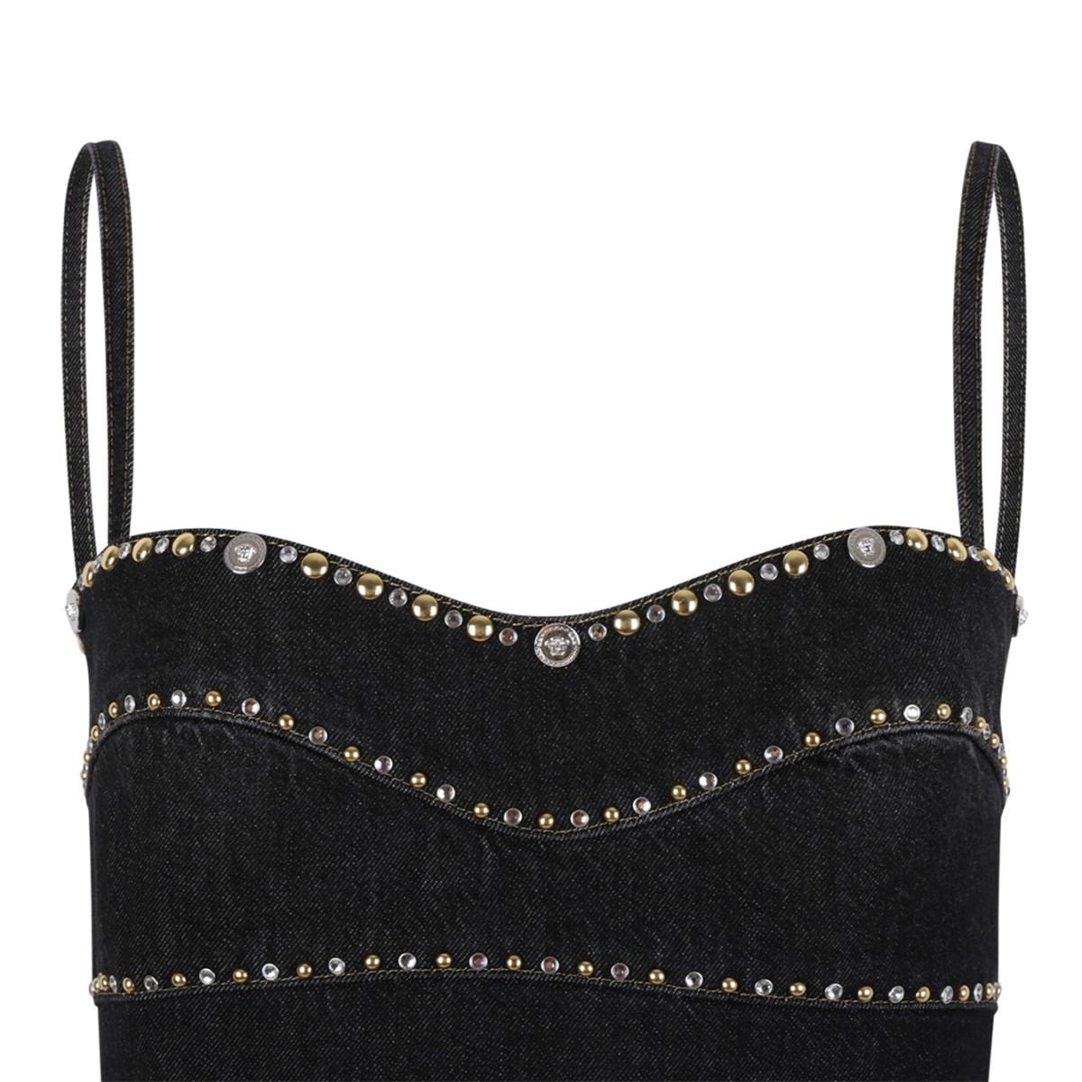Versace Black Denim Studded Dress.