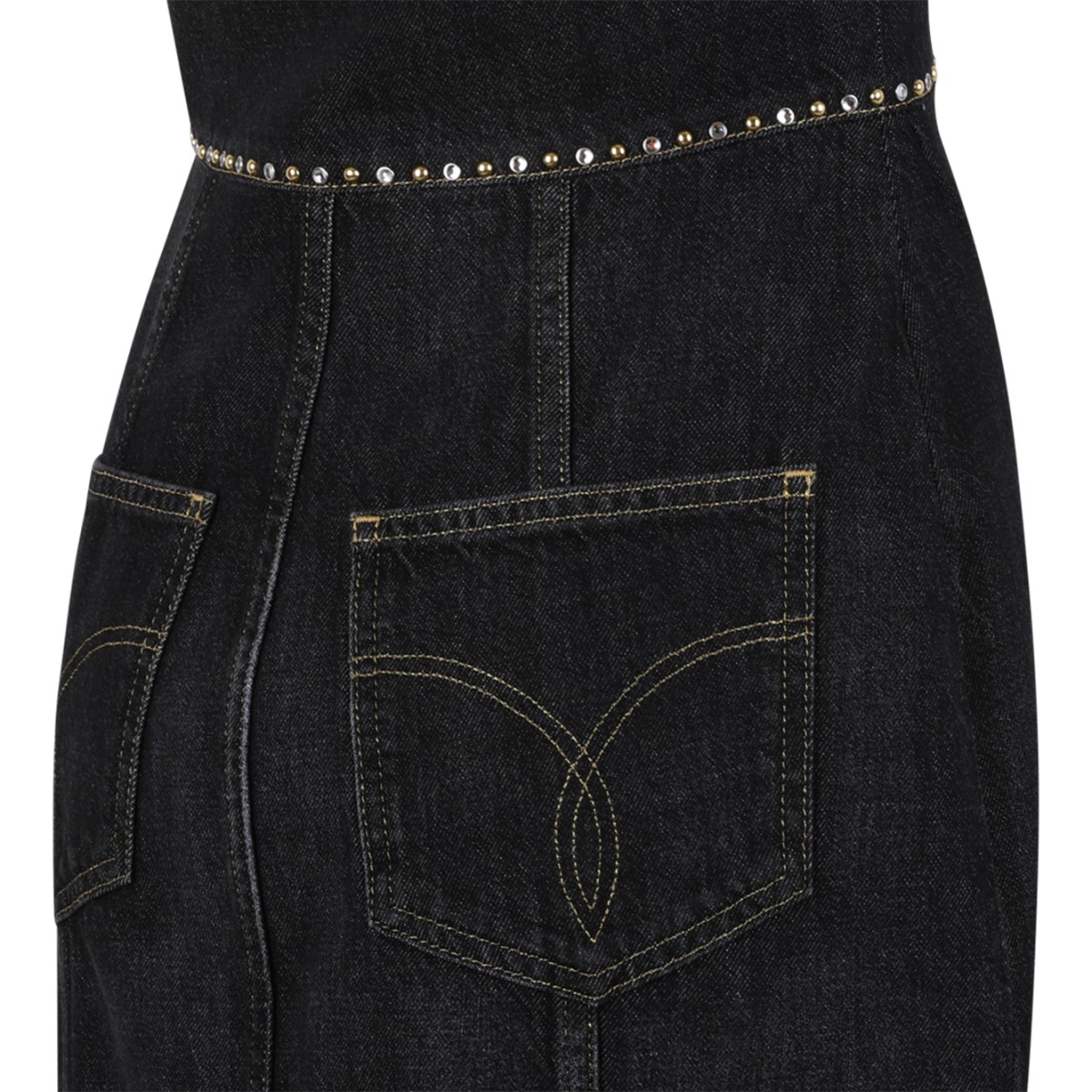 Versace Black Denim Studded Dress.