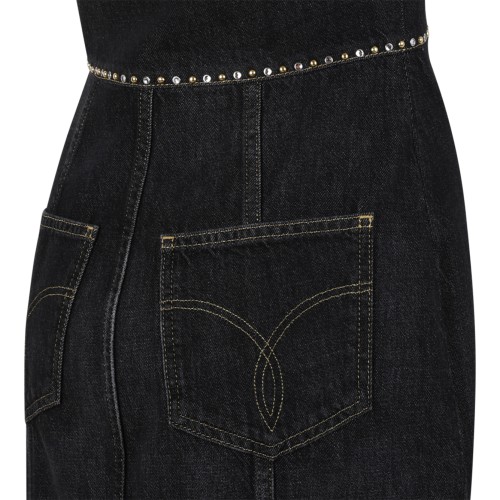 Versace Black Denim Studded Dress.