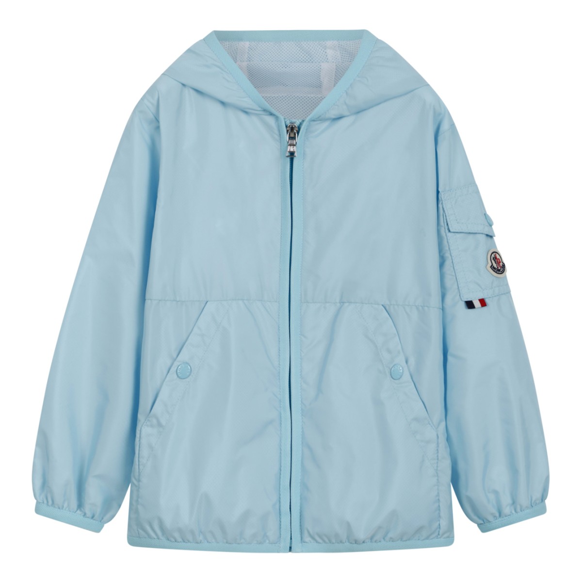 Moncler Kids Light Blue Hooded Jacket.