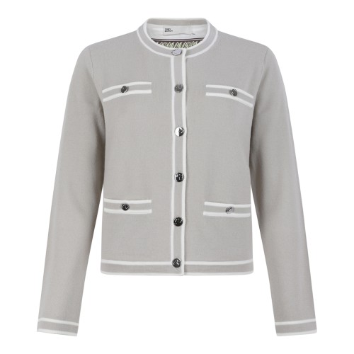 Gray and New Ivory Kendra Merino Wool Cardigan