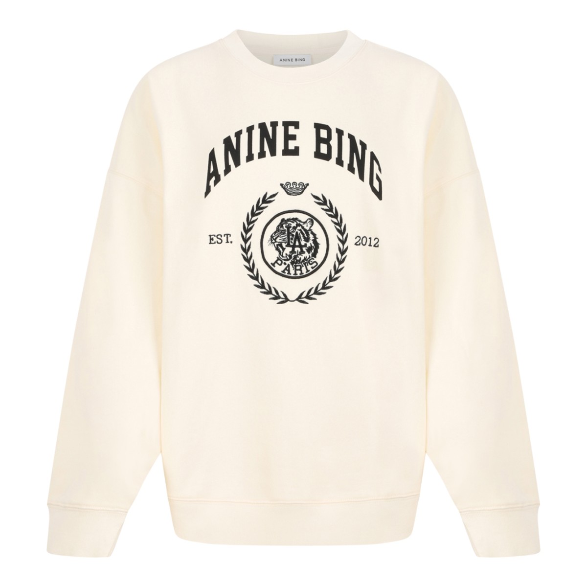Anine Bing Ivory Cotton Sweatshirt with Logo Print.