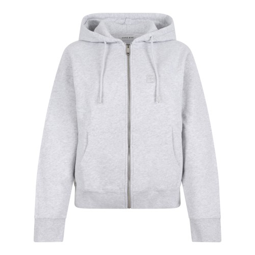 Anine Bing Grey Cotton Zip-Up Hoodie.