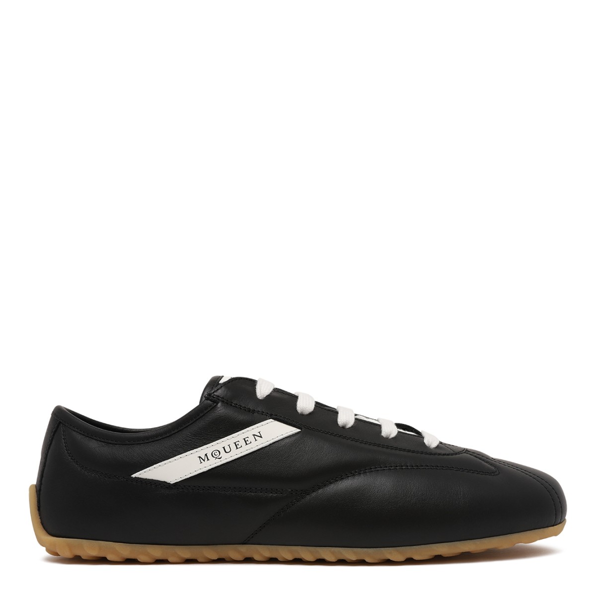 Alexander McQueen Black Leather Low-Profile Sneakers.