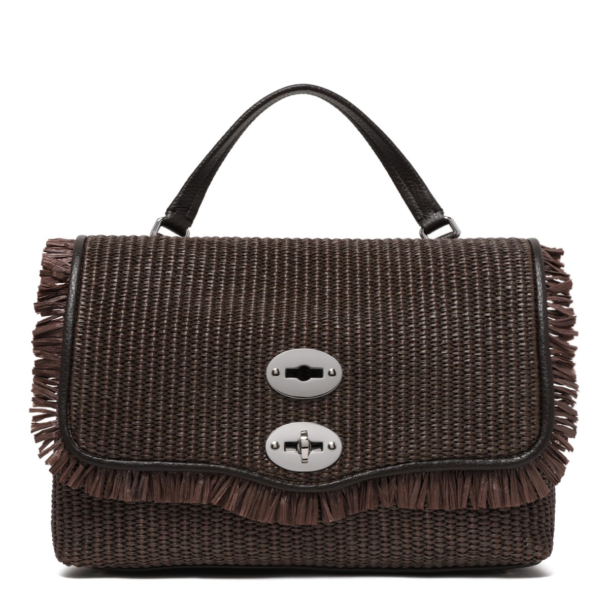 Zanellato Brown Woven Postina Bag with Fringe Detail.