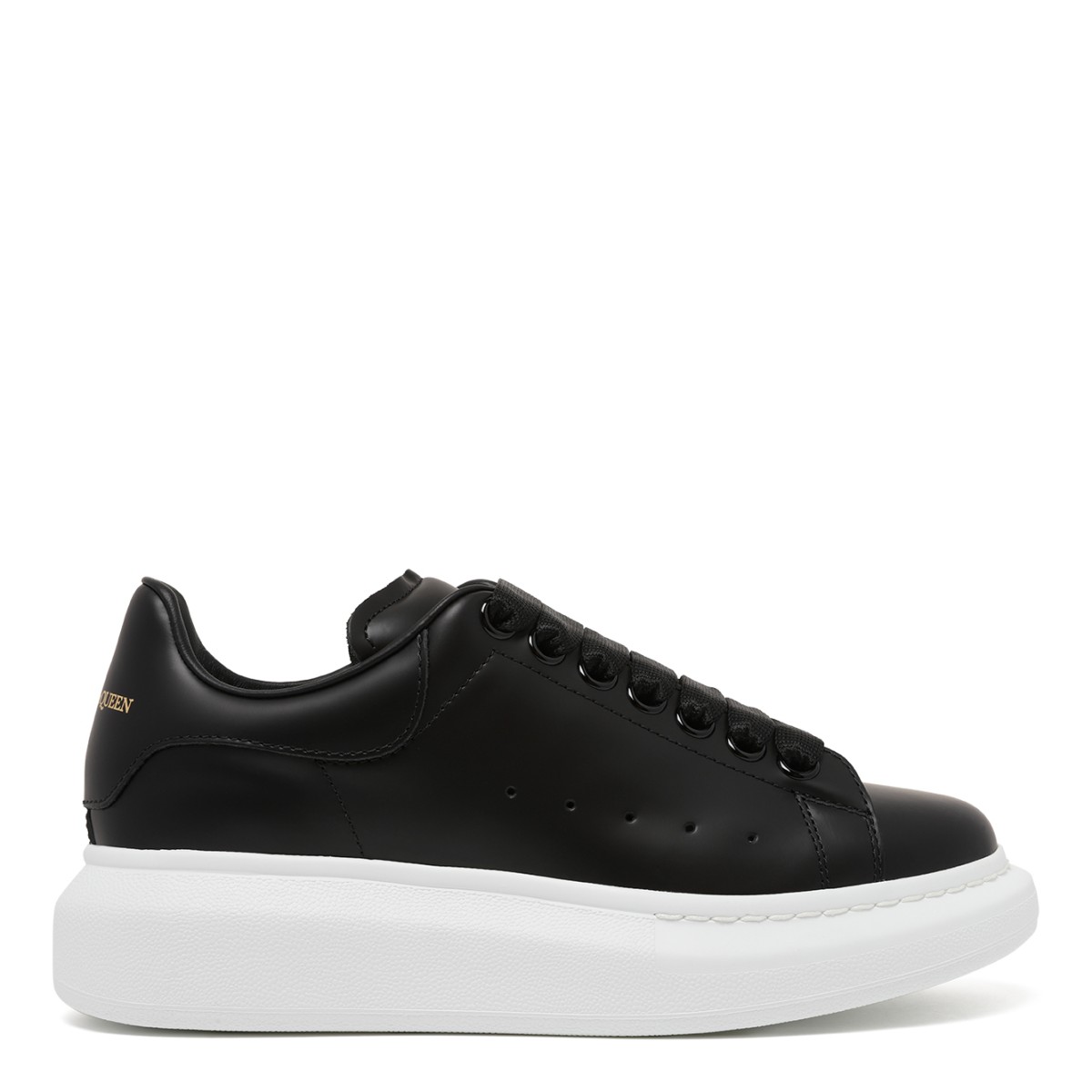 Alexander McQueen Black Leather Oversized Sneakers.