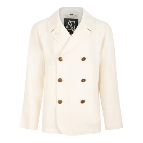 Sealup White Double-Breasted Tailored Jacket.
