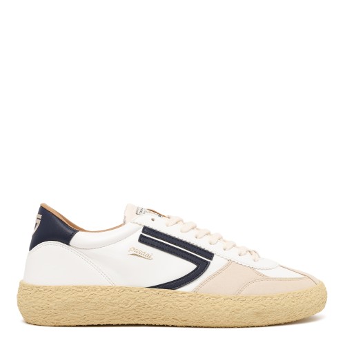 Puraai White Leather and Suede Sneakers.