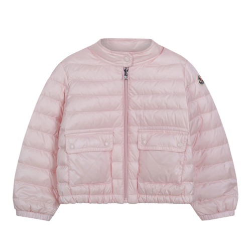 Moncler Pink Cropped Quilted Down Jacket.
