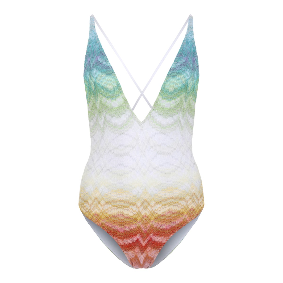 Missoni Multicolor Zigzag Knit One-Piece Swimsuit.