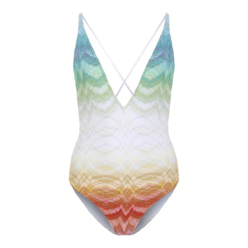 Missoni Multicolor Zigzag Knit One-Piece Swimsuit.