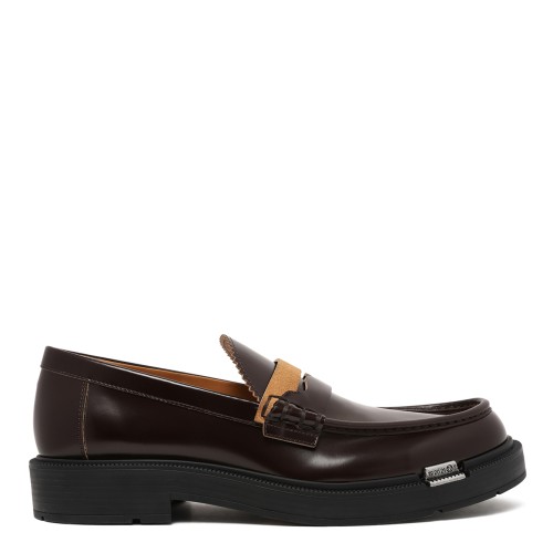 Maison Margiela Brown Leather Penny Loafers.