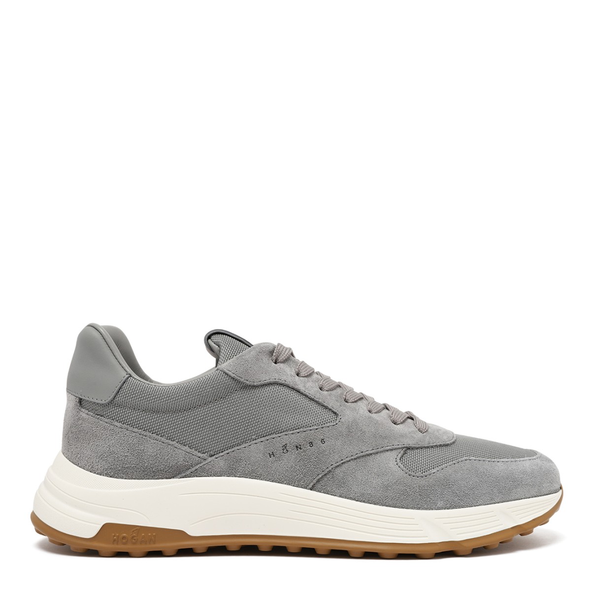 Hogan Grey Suede and Leather Sneakers.