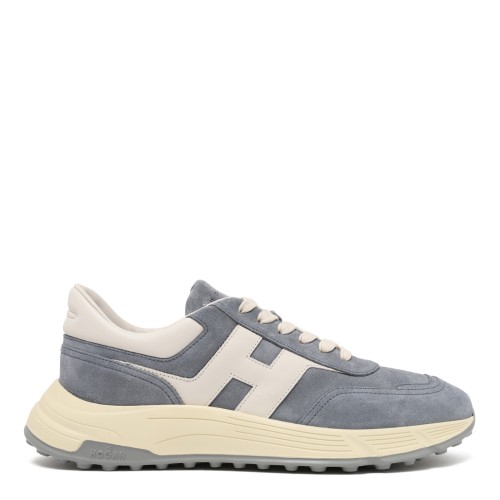 Hogan Blue Suede H-Stripes Sneakers.