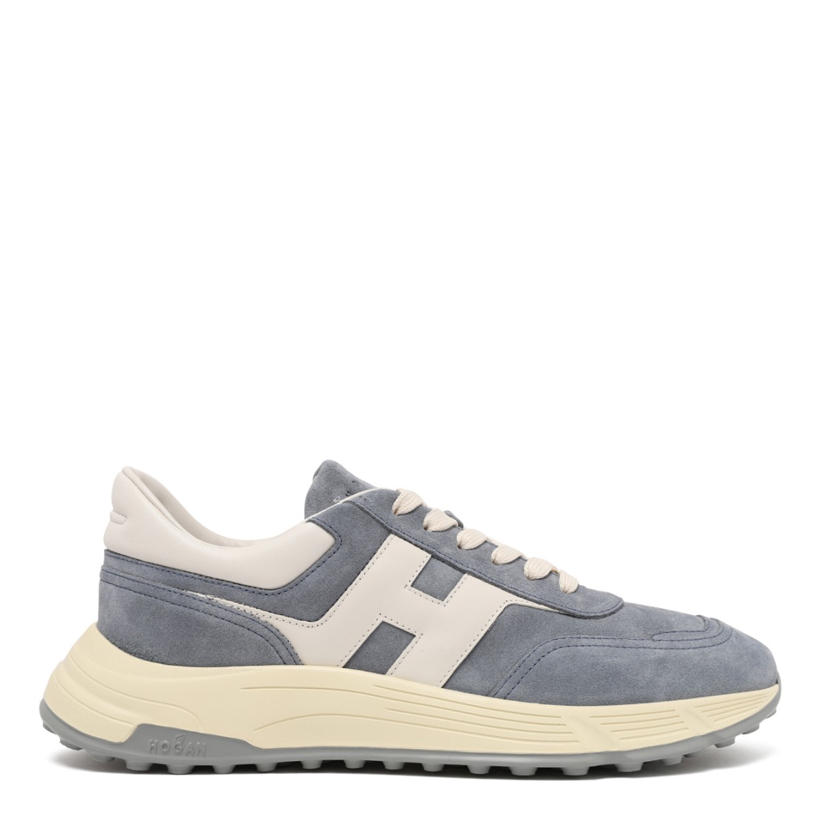 Hogan Blue Suede H-Stripes Sneakers.