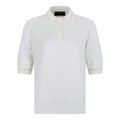 Gran Sasso Ivory Knit Polo Shirt.