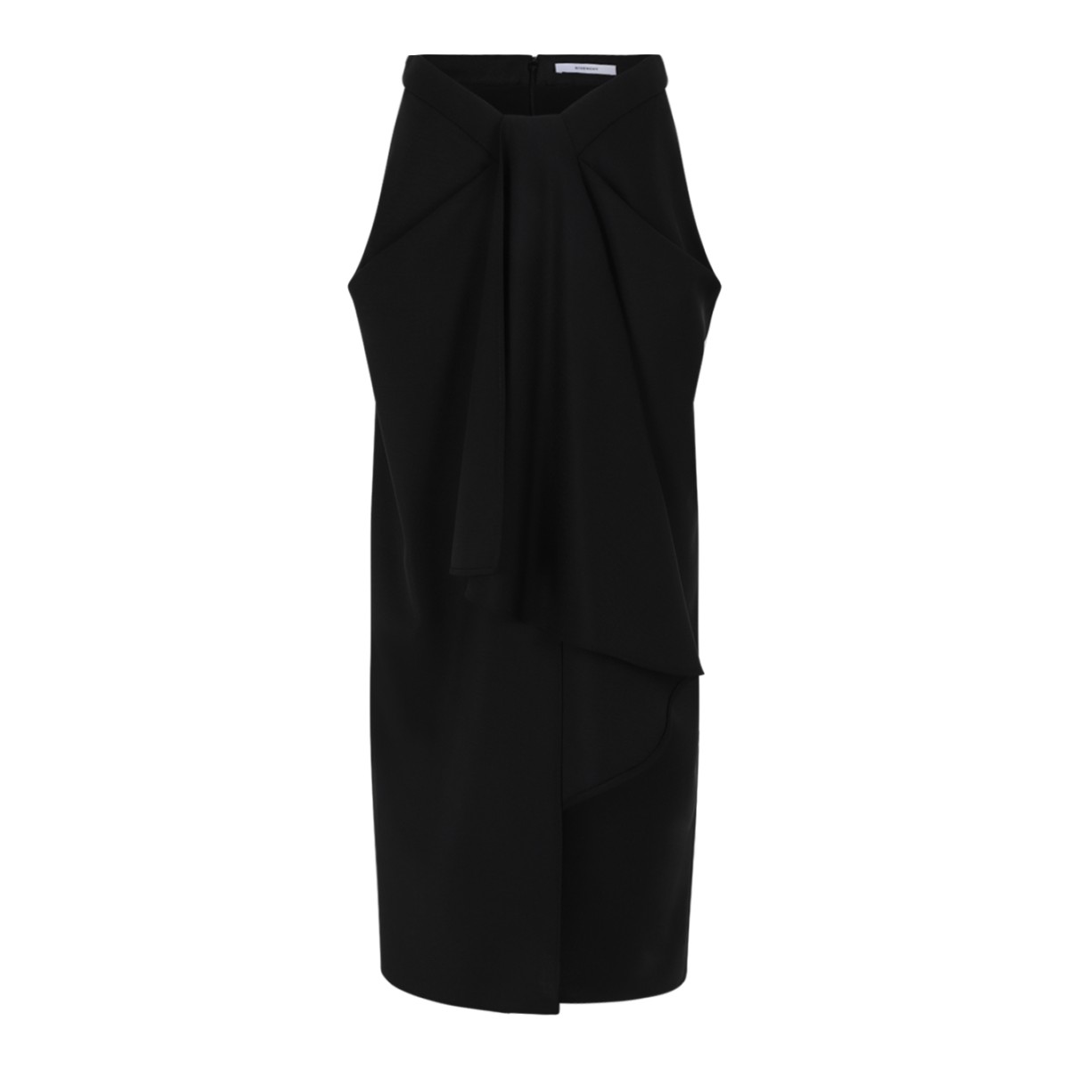 Givenchy Black Draped Midi Skirt.