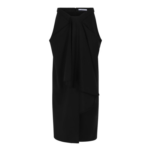 Givenchy Black Draped Midi Skirt.