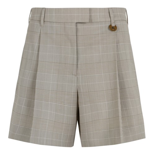 Burberry Beige Check Tailored Bermuda Shorts.