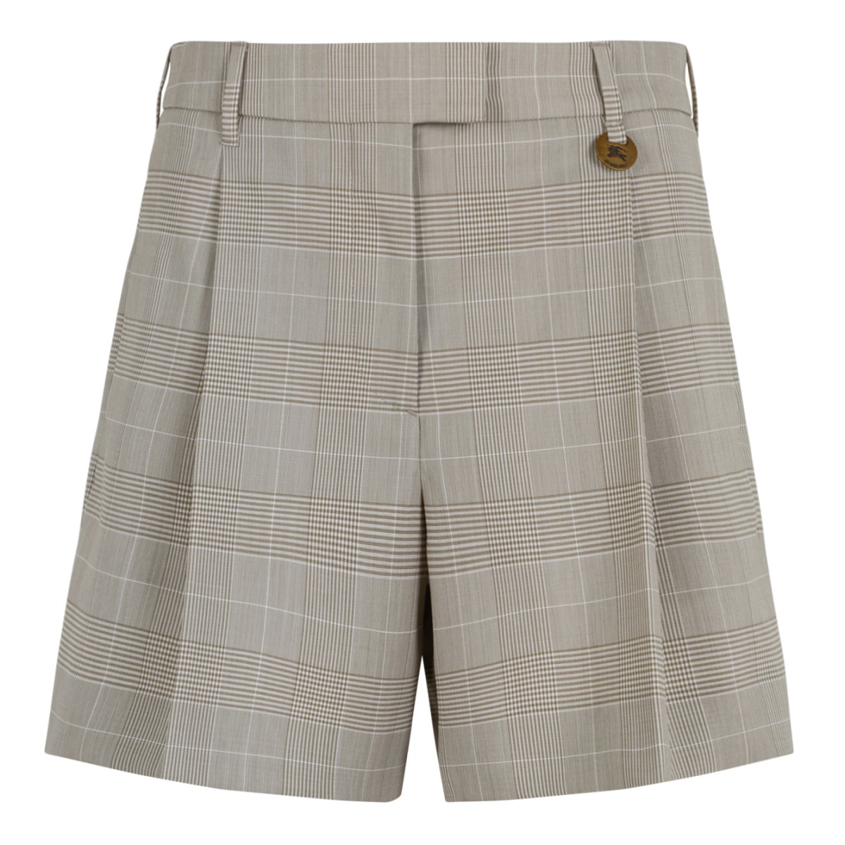 Burberry Beige Check Tailored Bermuda Shorts.