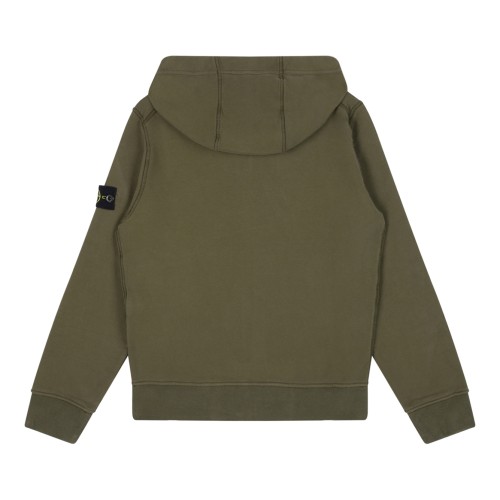 Stone Island Kids Olive Green Compass Patch Cotton Hoodie.   2
