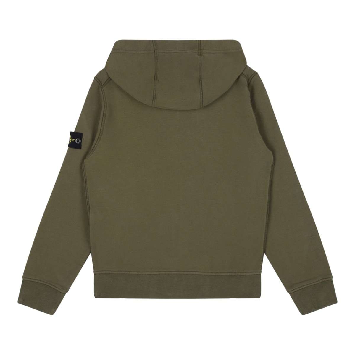 Stone Island Kids Olive Green Compass Patch Cotton Hoodie.  