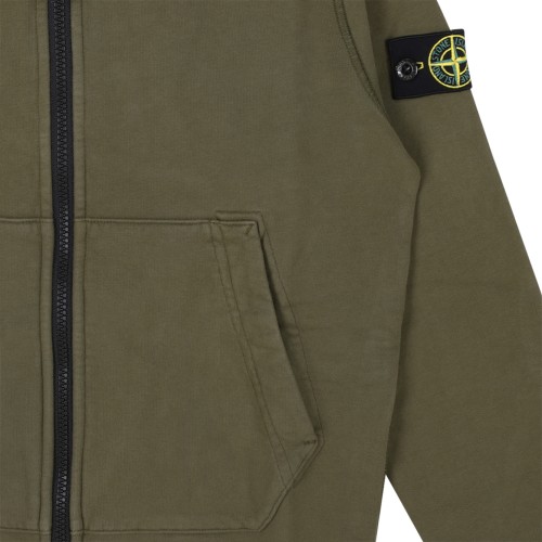 Stone Island Kids Olive Green Compass Patch Cotton Hoodie.  