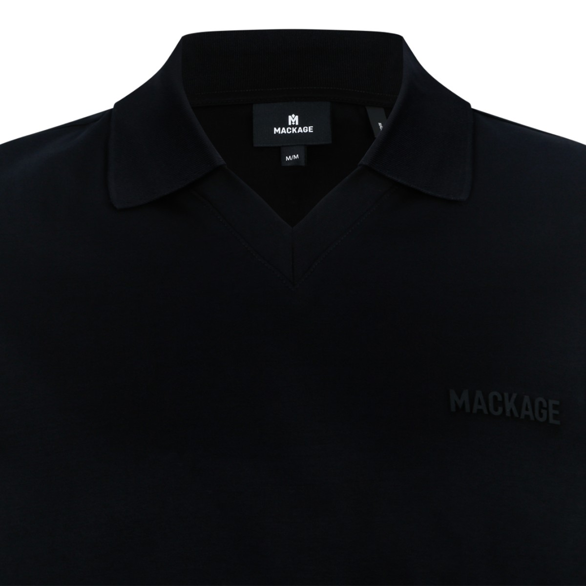 Mackage Black Cotton Polo Shirt.
