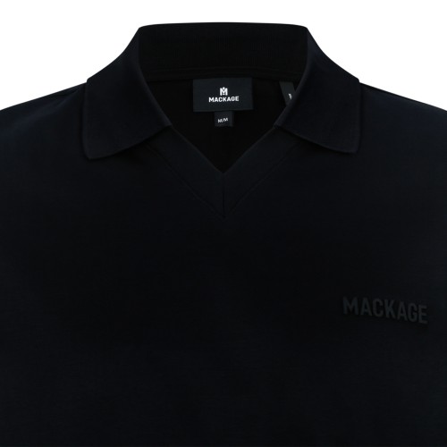 Mackage Black Cotton Polo Shirt.
