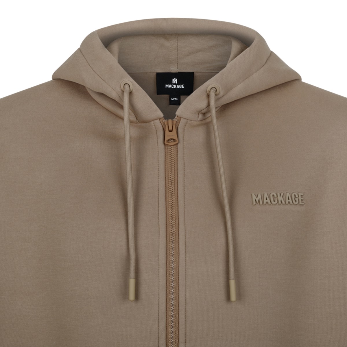 Mackage Beige Zip-Up Hooded Cardigan.
