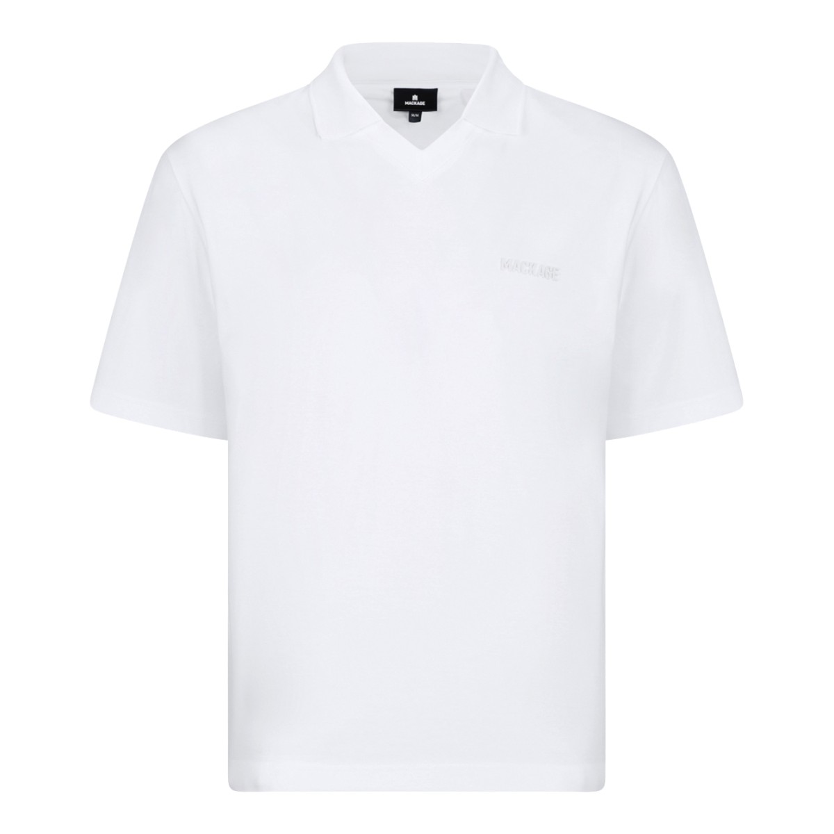 Mackage White Cotton Polo Shirt.