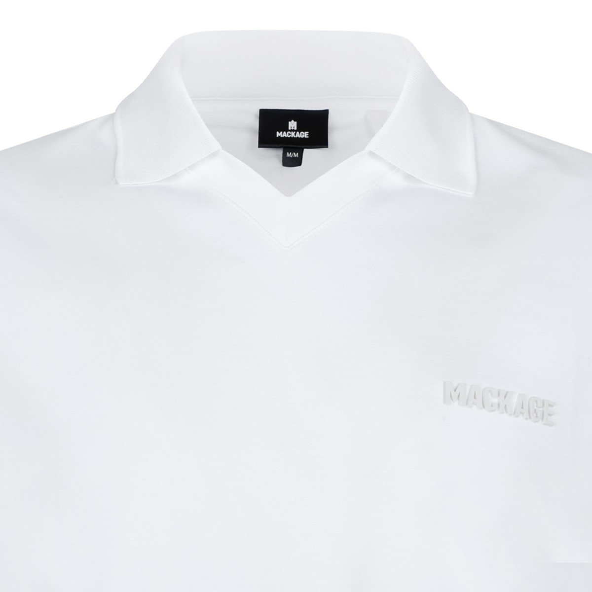 Mackage White Cotton Polo Shirt.