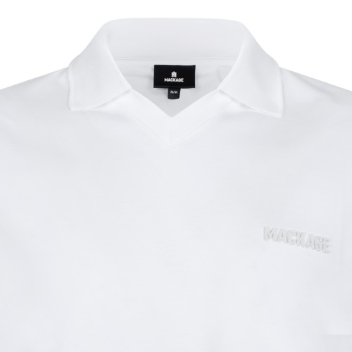Mackage White Cotton Polo Shirt.