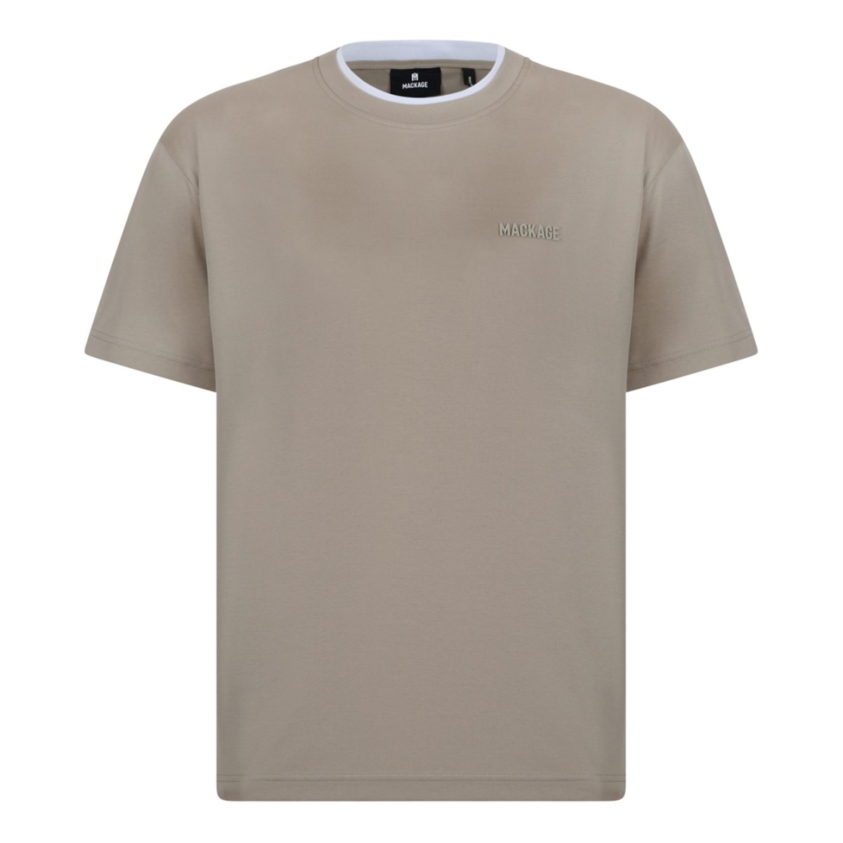 Mackage Beige Cotton Logo T-Shirt.