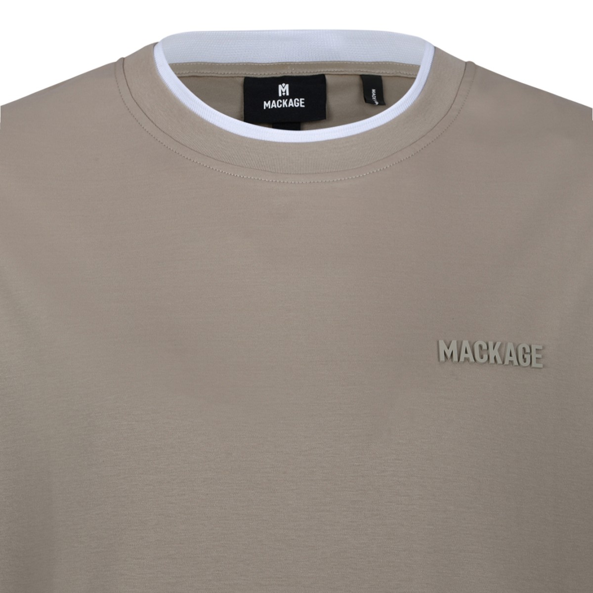 Mackage Beige Cotton Logo T-Shirt.