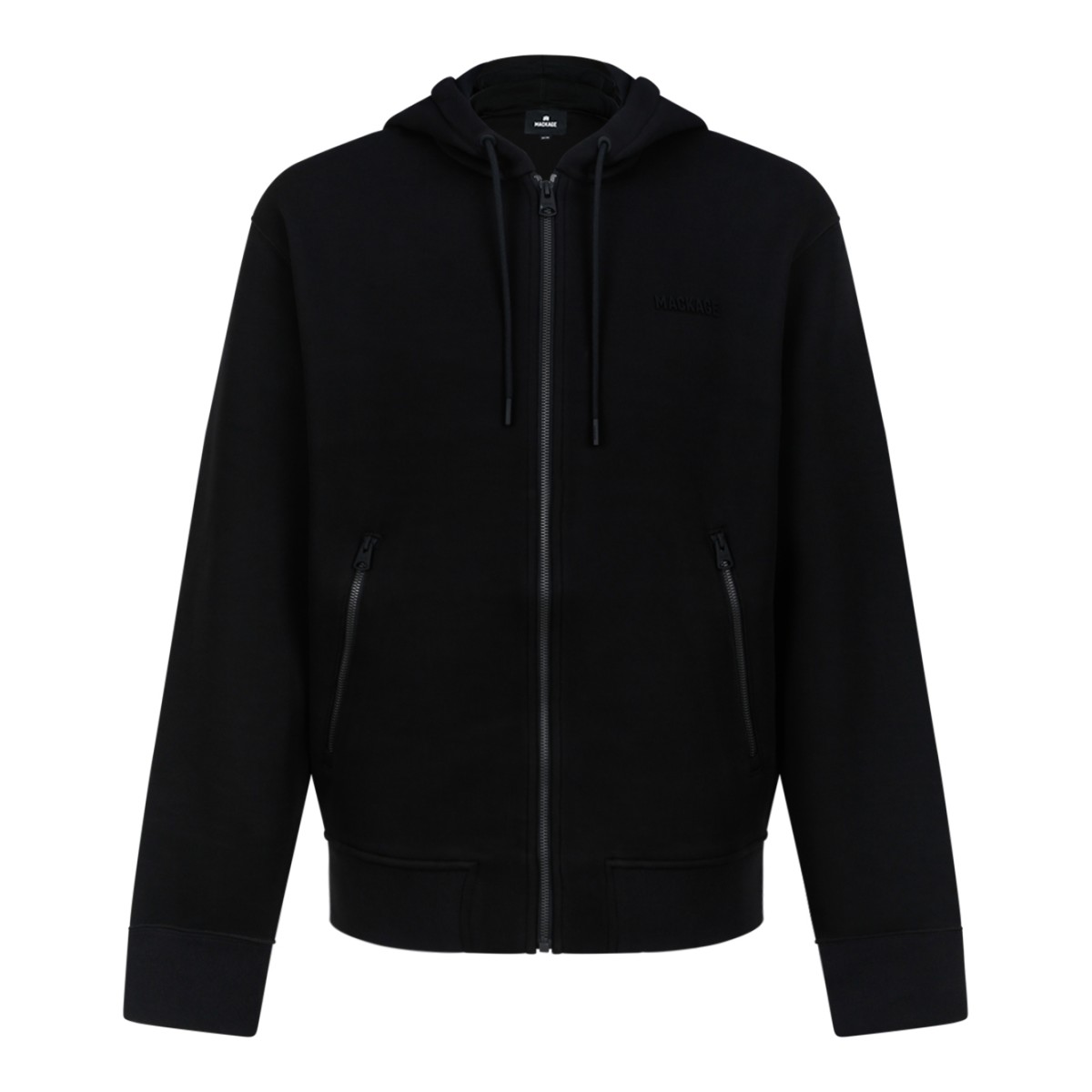 Mackage Black Zip-Up Hooded Cardigan.