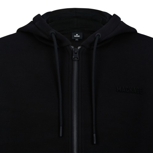 Mackage Black Zip-Up Hooded Cardigan.