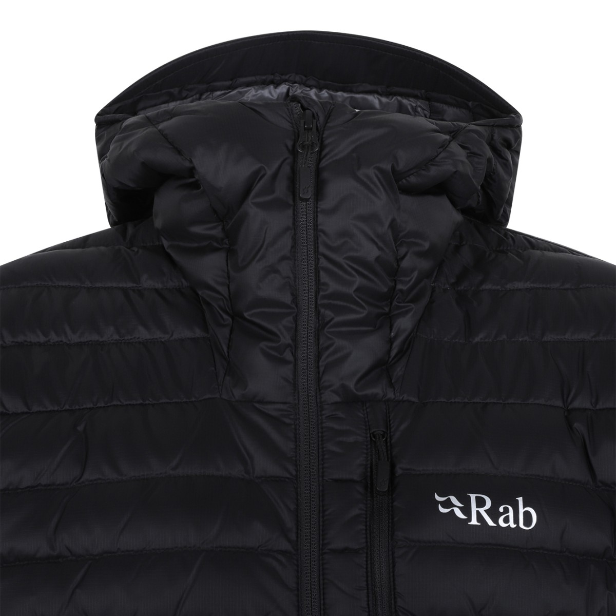 Rab Black Lightweight Down Hooded Jacket.