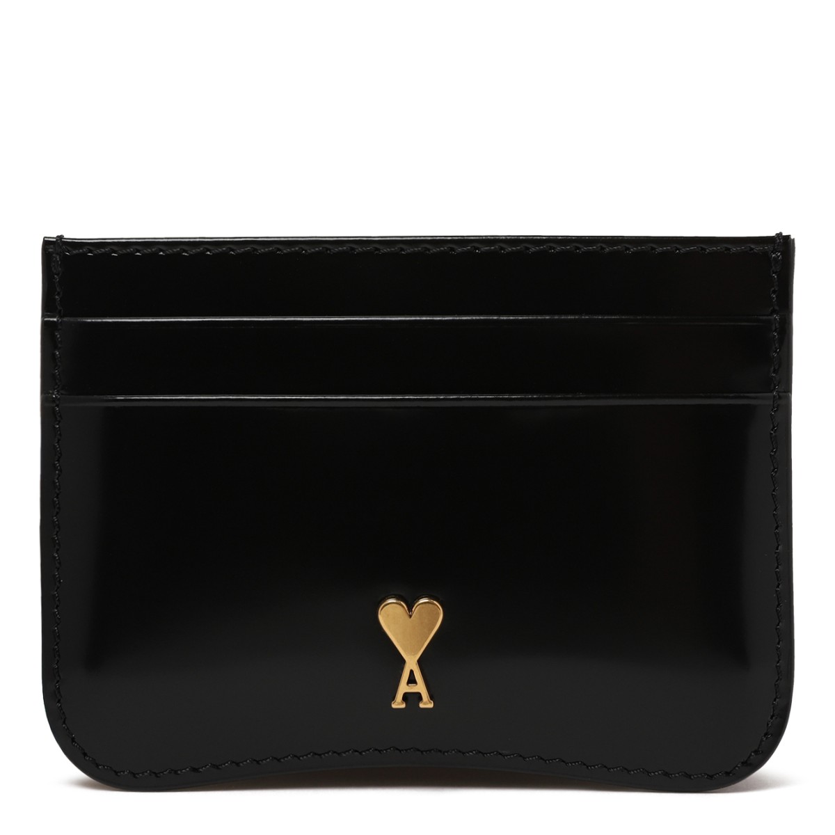 AMI Paris Black Ami de Cur Leather Card Holder.