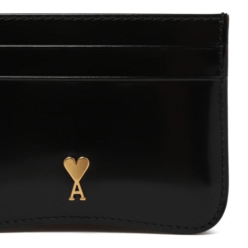 AMI Paris Black Ami de Cur Leather Card Holder.