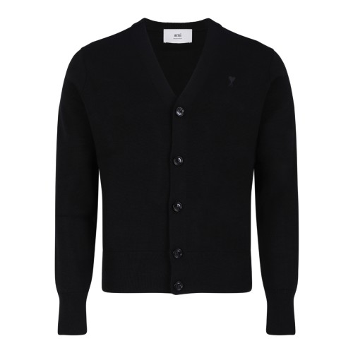 AMI Paris Navy Wool Cardigan.