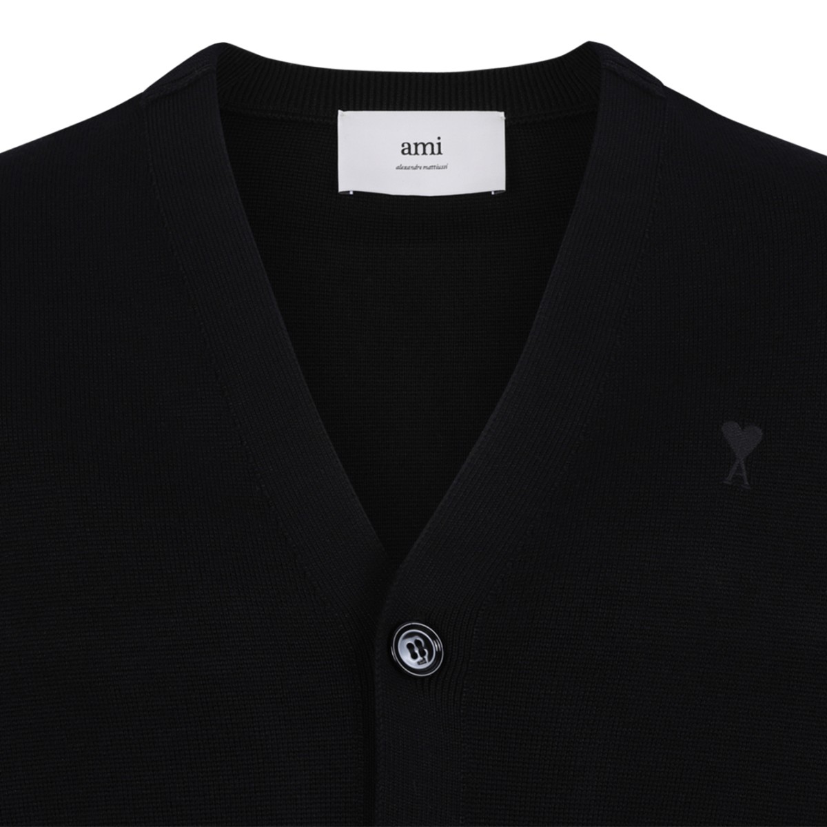 AMI Paris Navy Wool Cardigan.