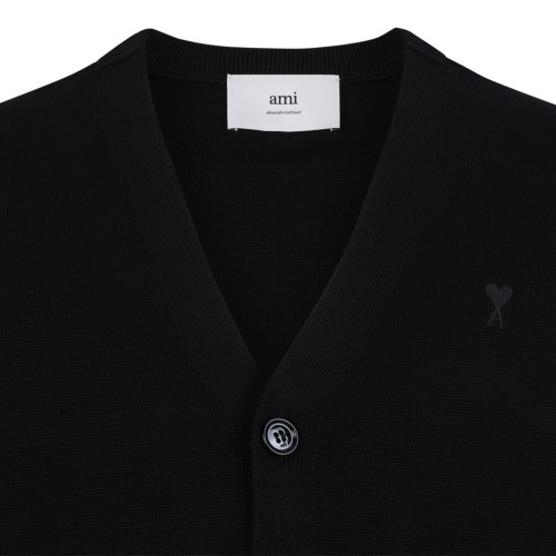 AMI Paris Navy Wool Cardigan.