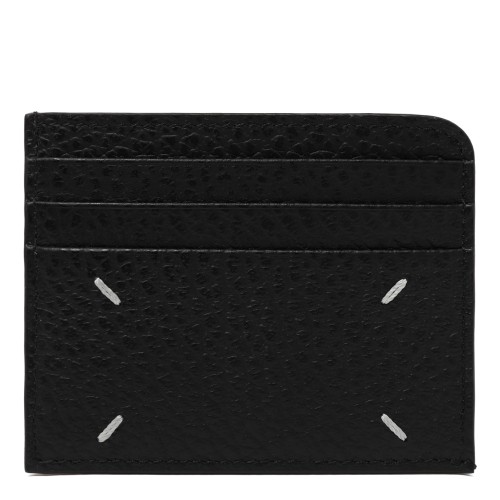 Maison Margiela Black Four-Stitch Grained Leather Card Holder.