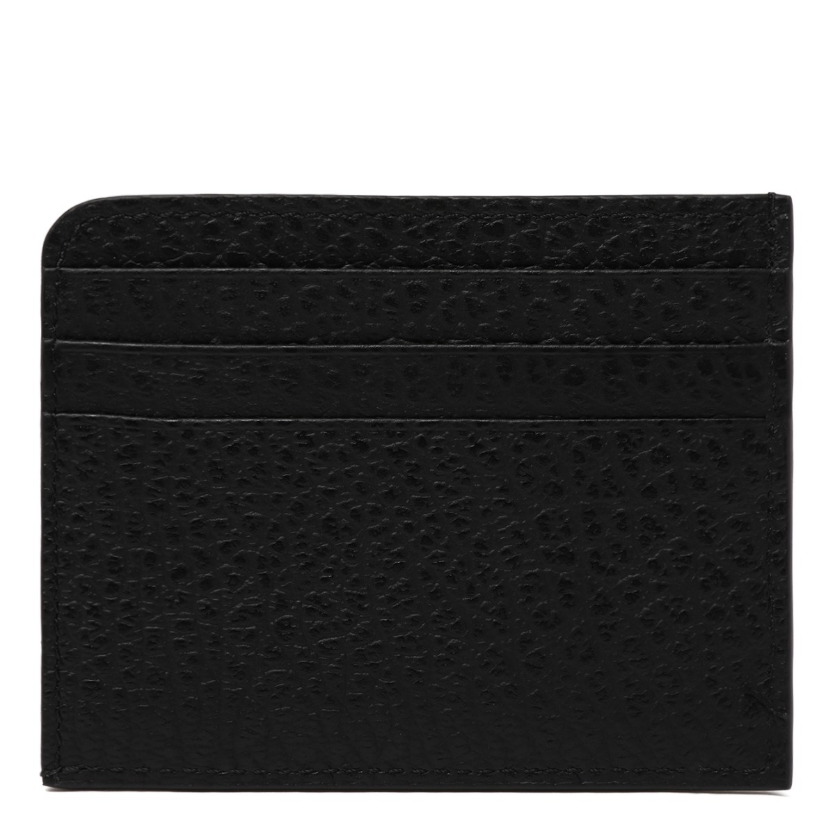 Maison Margiela Black Four-Stitch Grained Leather Card Holder.
